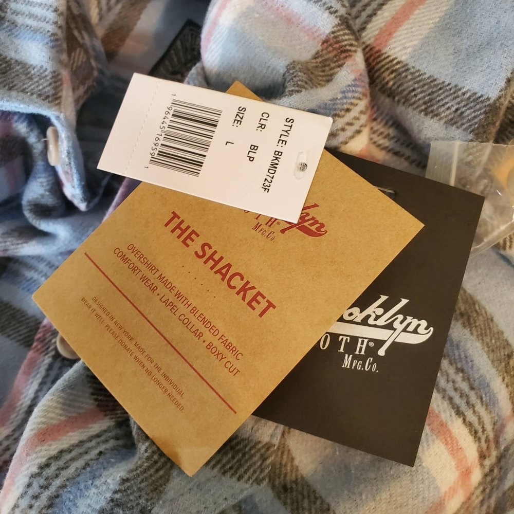 Brooklyn Cloth Heavy Flannel Shacket for Men Blue Size Large NWT - Picture 5 of 5
